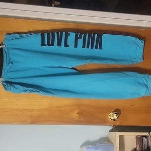 L PINK Victoria Secret teal Sweatpants
